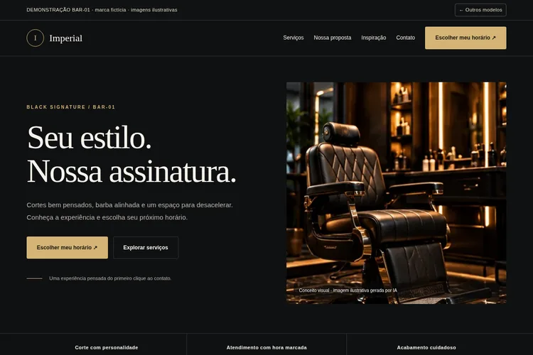Prévia do modelo demonstrativo Imperial para barbearia